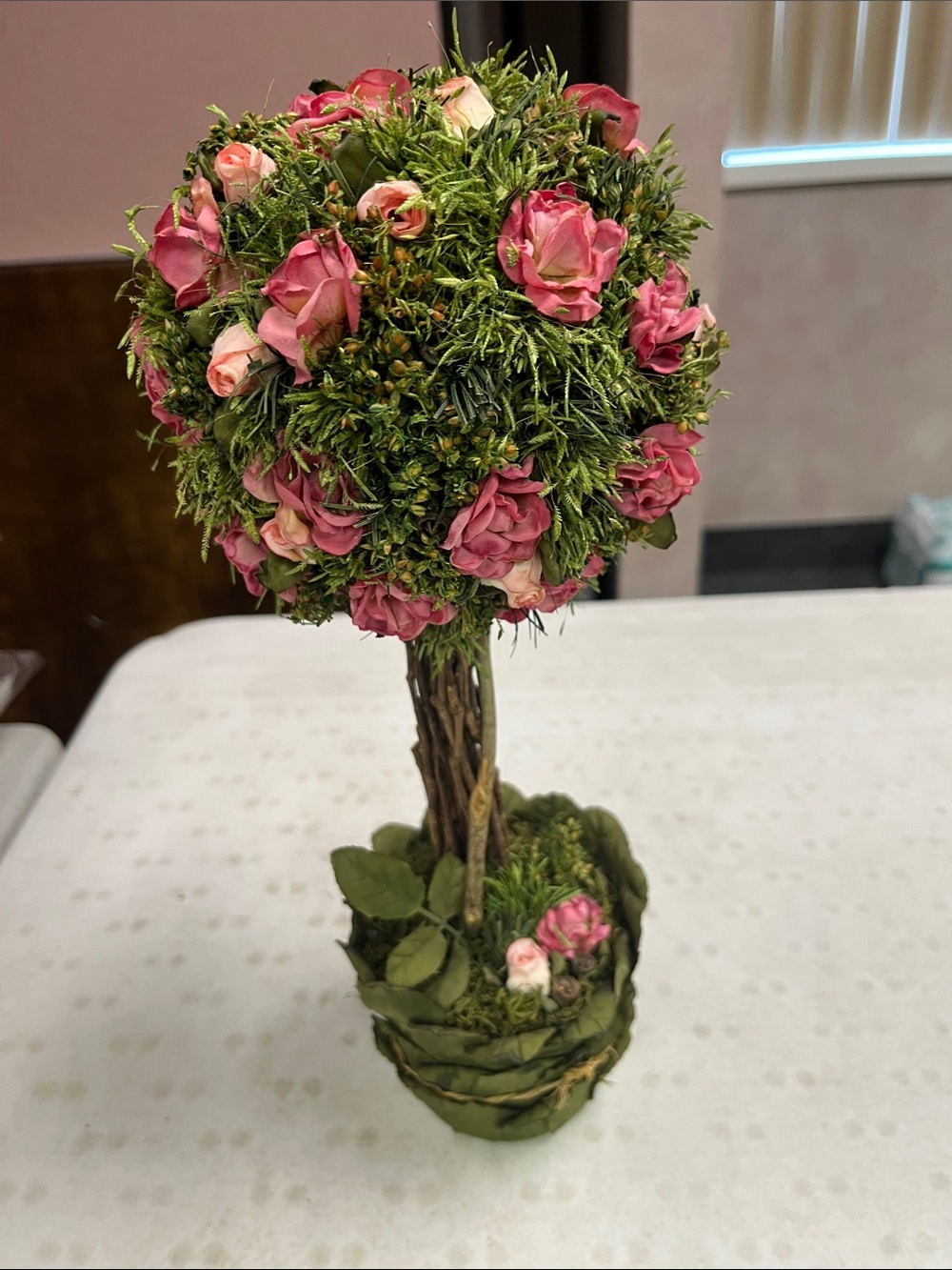Artificial Pink Rose Topiary Tree